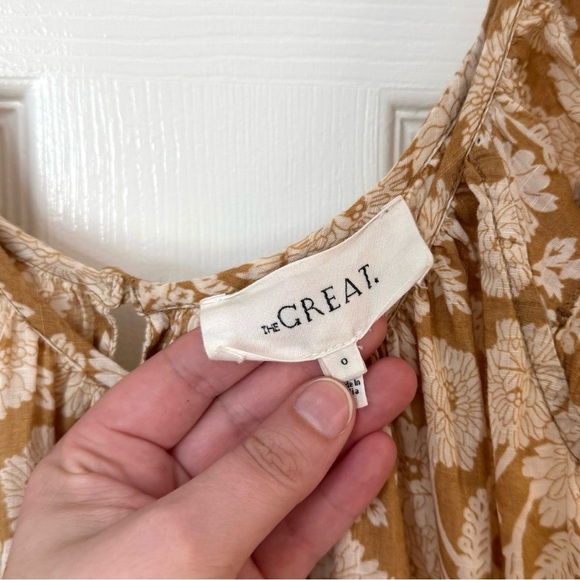 The Great Whip-Stitched Plumeria Flutter Sleeve Midi Dress XS Wild Brush Floral - Picture 9 of 13